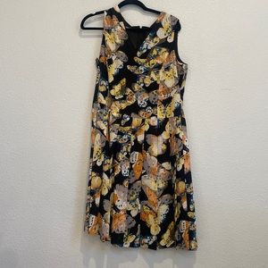 Nine West pleated dress with butterfly pattern